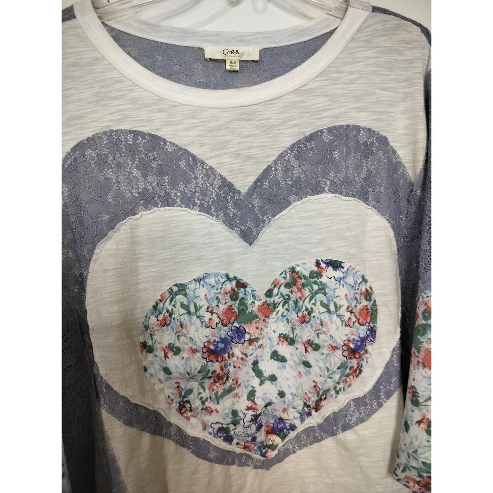 5261) Oddi Heart Lace Batwing Patchwork Boho Spring Floral Lace Oversize Top S/M - Picture 3 of 9